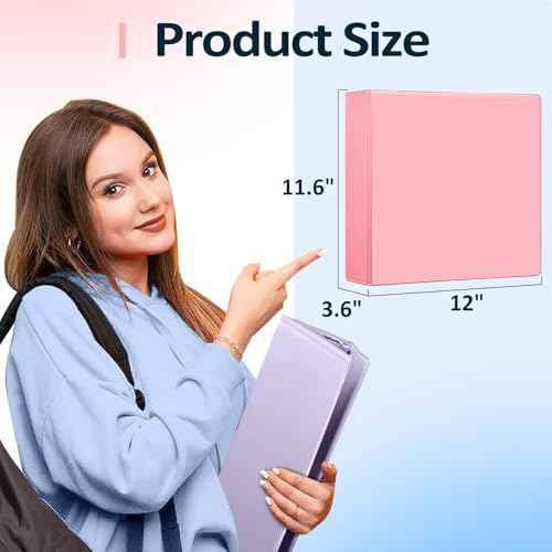 Sooez BinderX Extra Durable 3 Inch 3 Ring Binder, D-Ring Large Binders, Holds 670 Sheets of 8.5x11 Paper, Customizable View Cover with 2 Inside Pockets, School & Office Supplies, Lavender