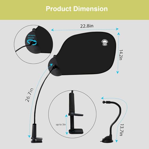 Adjustable Office Cubicle Shade - Light Glare Blocking Panel with Clip and Suction Cup
