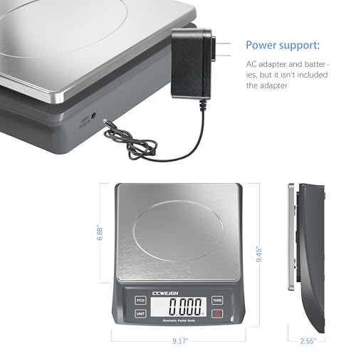 Gray Postal & Kitchen Scale 30kg/1g with Stainless Steel Plate, Battery & Auto Functions