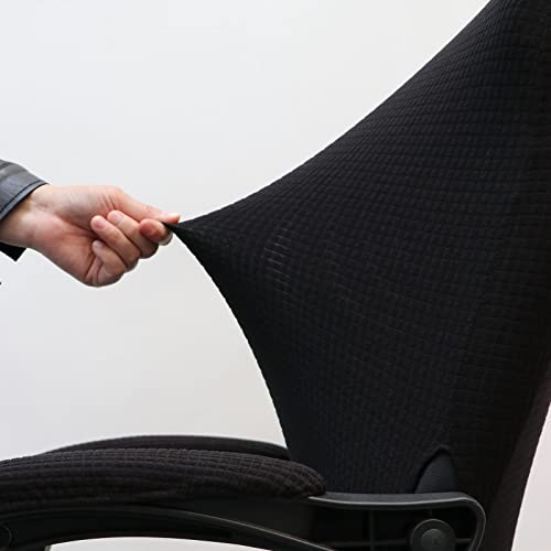 Melaluxe Universal Black Large Chair Cover with 2 Armrest Covers for Office Desk Chair - Stretch Slipcovers