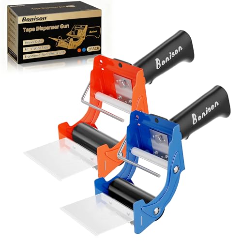 Bonison 2-Pack Professional 3 Inch Tape Gun Dispenser | Heavy-Duty, Quick-Load, Ergonomic Handle