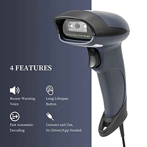 NETUM USB Barcode Scanner with Stand Wired Handheld Bar Code Reader 1D CCD Scanner Gun for Supermarket, Convenience Store, Warehouse -M3S