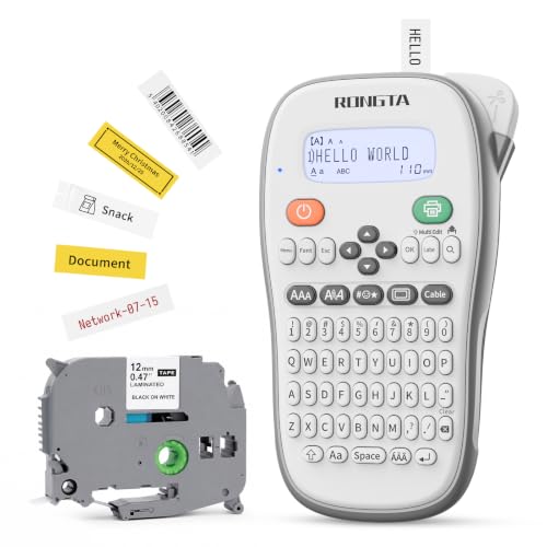 Rongta TH110 Handheld Label Maker - 12mm Laminated Tape & Bluetooth
