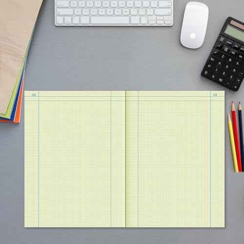 4 Pcs Computation Notebook 4x4 Quad Ruled, Grid Engineering Notebook Green Paper Lab Notebook for Drawings Planning Engineering and Technical Applications, 11-3/4" x 9-1/4"