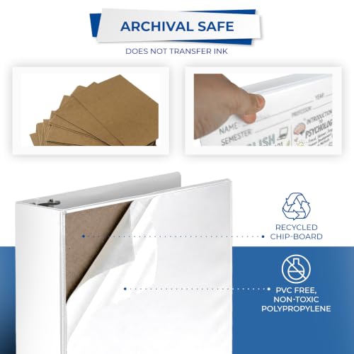 Samsill 3-Inch White 3-Ring Binders 4-Pack - Clear View Cover, 550 Sheet Capacity