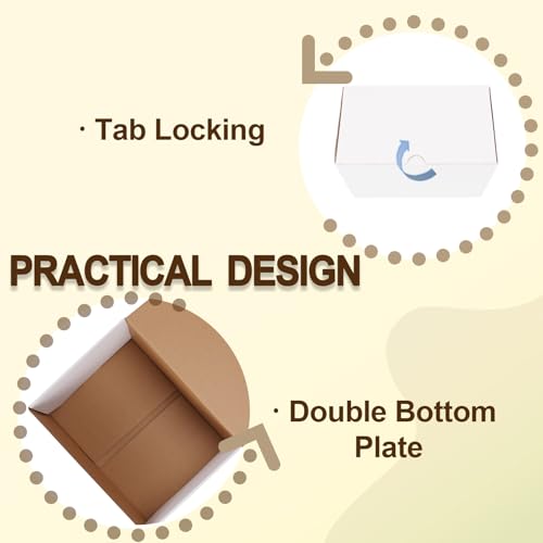 WIFTREY 12x9x6 White Shipping Boxes Pack of 15 - Corrugated Cardboard Packaging for Small Business, Moving, Mailing