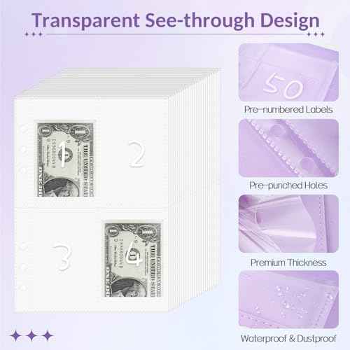 Sooez 100 Envelopes Money Saving Challenge, Savings Challenges Book with Envelopes & Challenge Tracker, Motivational Process to Save $5050, Money Saving Binder 100 Pocket Pre-numbered, Christmas Gifts
