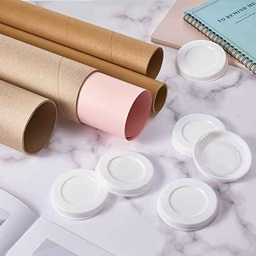 Taiyin 100 Pieces 3 Inch Mailing Tubes Plastic End Caps Cardboard Shipping Tube End Caps Plastic White End Caps for Mailing Tubes, Round