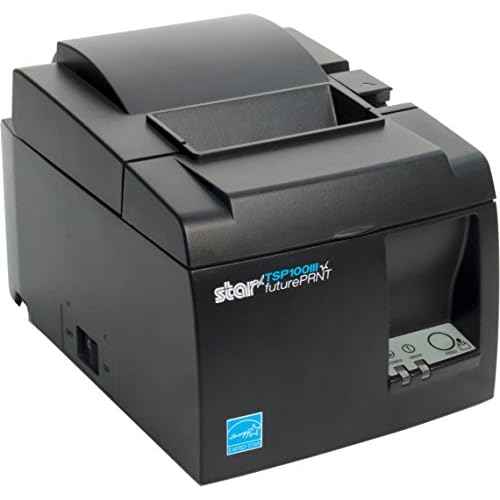 Star Micronics TSP143IIIU USB Thermal Receipt Printer with Device and Mfi USB Ports, Auto-cutter, and Internal Power Supply - Gray