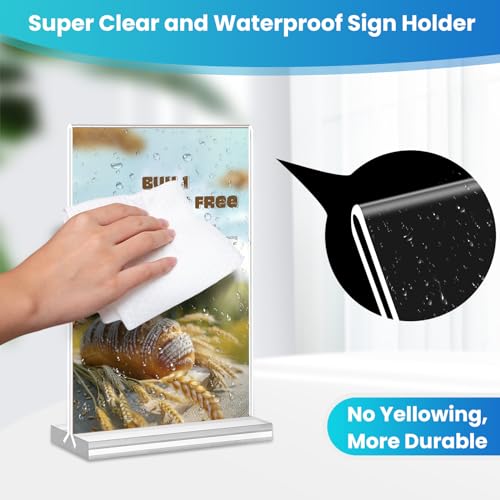 HRSDEIE 15-Pack 4x6 Acrylic Sign Holders Double Sided Vertical Display Stand
