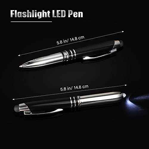Zonon 30 Pieces LED Ballpoint Pen with Stylus Tip 1.0 mm Black Ink Metal Stylus Pen for Touch Screens, 3 In 1 Multi-Function Capacitive(Multiple Colors)
