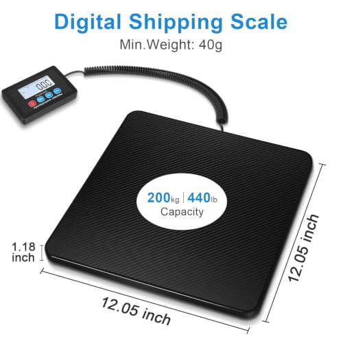 Fuzion Digital Shipping Scale 440LB/200kg with Carbon Fiber Platform Black