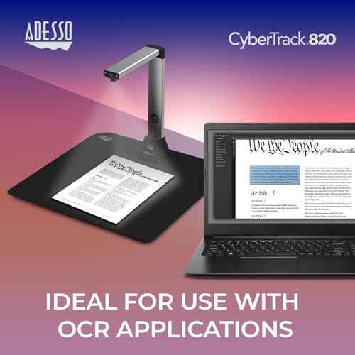 Adesso 4K 8.0 Megapixel Document Camera Classroom Projector for Teachers Video Recording, Photo Capture, OCR Text Recognition, Digital Zoom & Autofocus, Instant Business Scanner Camera Cybertrack 820