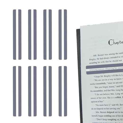 8Pcs Guided Reading Strips Clear Overlay Trackers Highlighting Tools for Students Dyslexia Visual Stress Reading Guide Rulers for Kids Adults Classroom Supplies Reading Helper