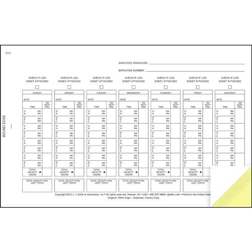 J. J. Keller Short-Haul Driver Exemption Log Book with Carbon, 10 Pack