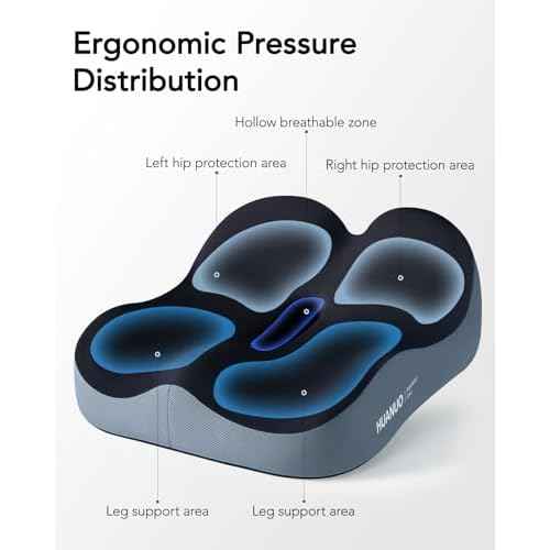 HUANUO Office Seat Cushion for Tailbone Support, High-Density Memory Foam Cushion, Breathable Coccyx Cushion, Non-Slip Bottom for Sciatica Relief, Perfect for Office, Car, and Wheelchair