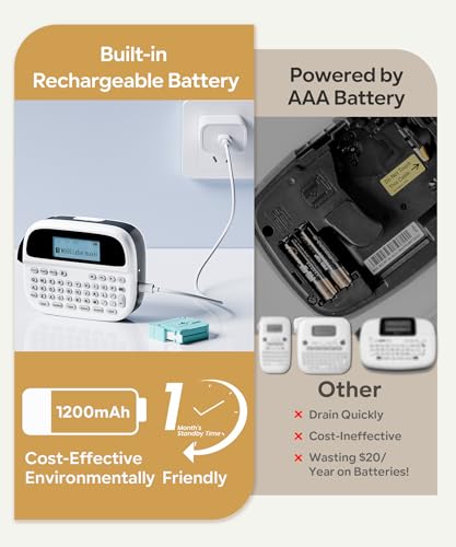 VolenGo Black Rechargeable Waterproof Label Maker with 4 Tapes