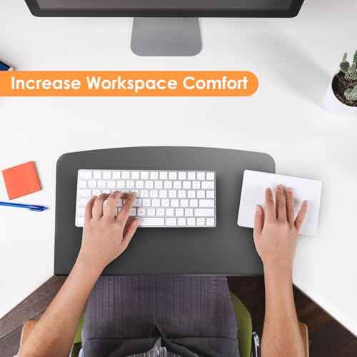 17 inch Clamp-on Corner Desk Connector Sleeve Plate, L Desk Platform Extender Attachment, Corner Desk mat - Black