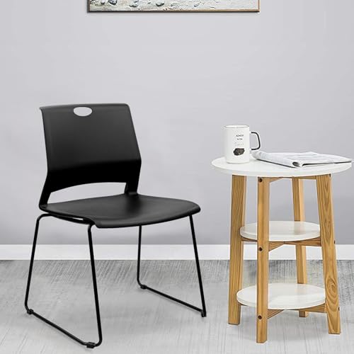 KLASIKA 4-Pack Stacking Chairs with Back, Black – Stackable Conference/Waiting Room Chairs