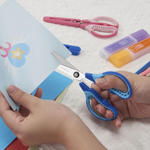 SLEMOON Kids Safety Scissors 6'' Blunt Tip 3-Pack for Ages 6+ Pink/Red/Blue