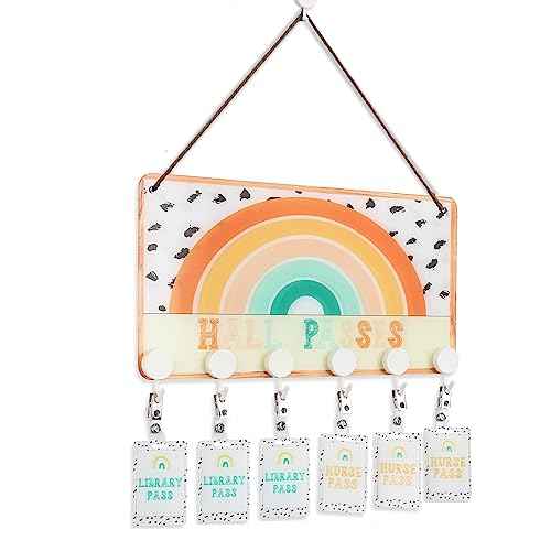 ABAMERICA Hall Passes For Classrooms With Breakaway Lanyard, Bathroom Passes For Classroom Designed In Usa With Acrylic Plate Lifetime Quality Assurance Teaher Classroom Must Haves