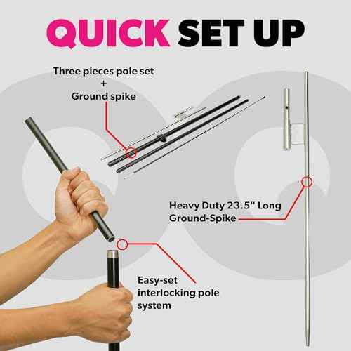 LookOurWay Feather Flag Pole Kit - 7 Feet Tall Advertising Banner with Fiberglass Pole Set and Ground Spike for Business Promotion - Church Flags - Bible Study Church