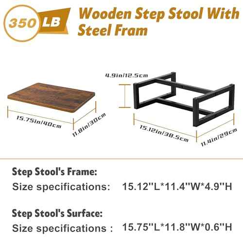 2 Pcs One Step Stool with Non-Slip Surface and Non-Slip Foot Pad Design for Adults and Seniors,Suitable for Use at Stairwells, Bedrooms, Kitchens, Bathrooms
