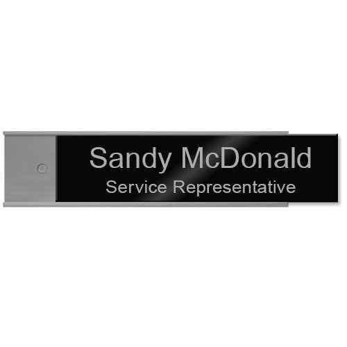 Nameplate Holder - Wall or Door - Silver 8 x 2 in a 10 Pack