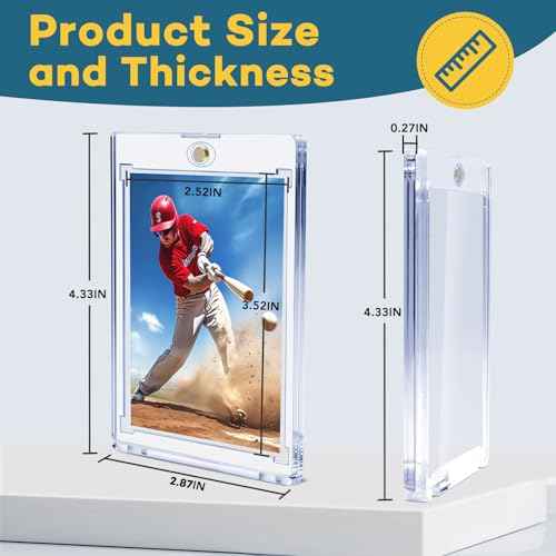 128ct Magnetic Card Holders, 35pt One Touch Card Holder, U-V Protection Hard Plastic Case for Trading Cards, Display Case for Sports, Baseball, Football, Game Cards