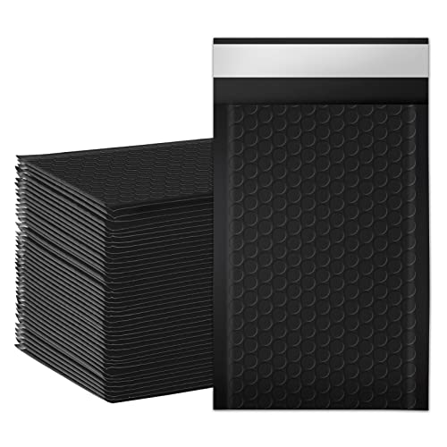 Black 4x7 Inch Self Seal Bubble Mailers Pack of 50 Waterproof Shipping Envelopes