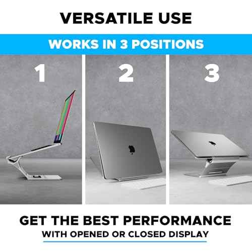 Elestoria Floating Laptop Stand for Desk | Ergonomic & Portable Computer Stand | Fits MacBook and Laptops (8cm H ¡¿ 21cm D ¡¿ 16cm W) | Grey