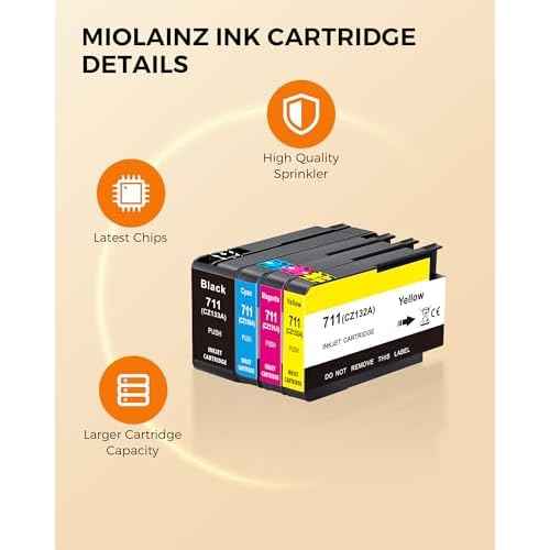 711XL Ink Cartridges 4-Pack Replacement Kit for 711 XL Bundle for DesignJet T120 T125 T130 T520 T525 T530 Printer (1 Black, 1 Cyan, 1 Magenta, 1 Yellow, 4 Pack)