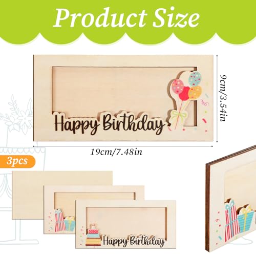 Wooden Birthday Money Box 3-Pack – Colorful Card Gift Holders for Party