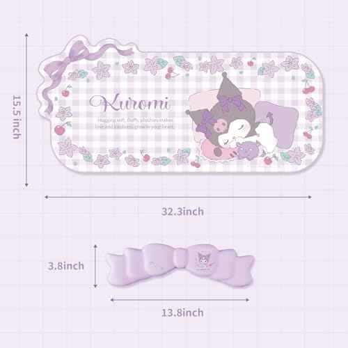Kawaii Anime Mouse Pad Wrist Rest Support Set - Non-Slip Desk Mat and Memory Foam Bowknot Wrist Rest for Keyboard and Mouse,Perfect for Gaming or Home Office Work - KLM Flower Dream