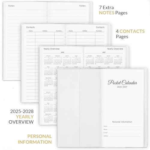 Pocket Calendar 2025-2027, Monthly Purse Planner (6.7" x 3.7") Runs from September 2025 to December 2027, Solid Black Pocket Calendar with PVC Cover for Planning, Organizing, and Office Use