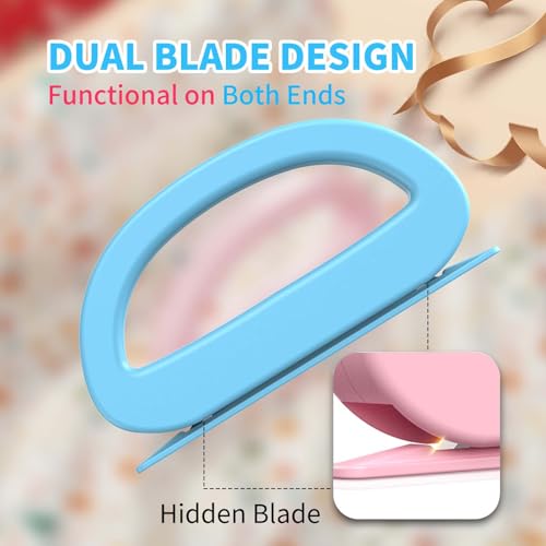 Dual Ended Gift Wrap Cutter 2-Pack with 4 Blades, Safe & Portable for Christmas & Birthdays