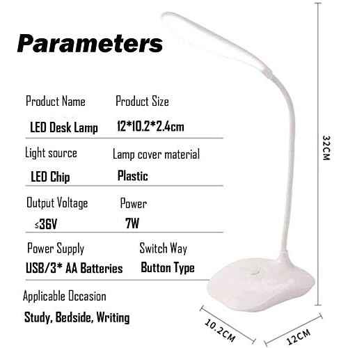 LED Table Lamp,Portable Eye-Protected Flexible Gooseneck Small Desk Lights for Dorm Study Office Bedroom-USB and 3 AA Batteries Powered (5 Pack)