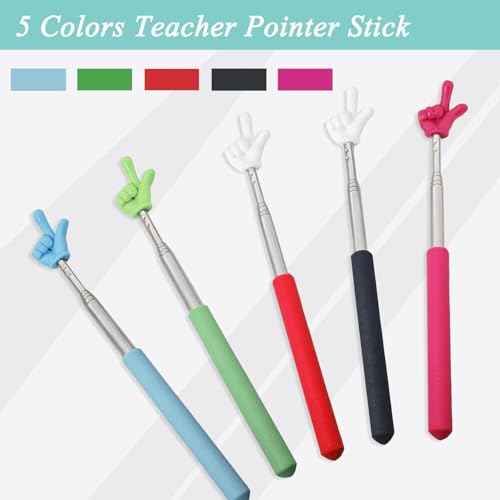 5Pcs Pointer Finger Stick ? Multipurpose Teacher Supplies Pointer Stick, Classroom Pointer and Finger Pointer Stick, Engaging Colors ? Classroom Essentials for Effective Presentations