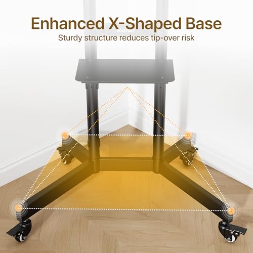 ECOTINY Upgraded Rolling TV Stand 32-86 inch, 200 lb Capacity with 64.5in Height