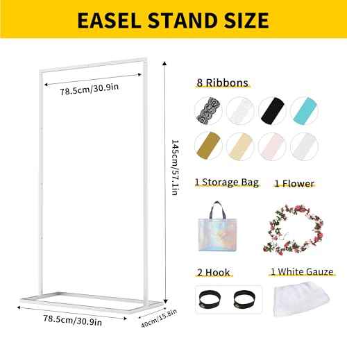Wedding Welcome Sign Stand, Adjustable Wedding Sign Holder,Heavy Duty Metal Welcome To Our Wedding Sign Display Stand for Wedding Parties Commercial Events (White)