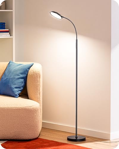EDISHINE Black LED Floor Lamp 1300LM Bright Reading & Dimmable Modern Lamp