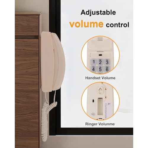 Landline Wall Phones for Home, Telephone Land Line Phones with Senior-Friendly Large Buttons, Wall Phone with Adjustable Loud Volume & Lighted Buttons, Durable Basic Design, Beige