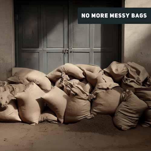 5FT Water Activated Flood Barriers for Home Door, Sandless Sand Bags for Anti Flood Control, Alternative Sandbag for Rain Protection, Absorbent Prevention for Garage & Basement (4-Pack)