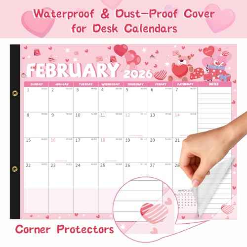 Desk Calendar 2025-2026 , Large 22x17 Desk Pad Calendar from Oct 2025 to Dec 2026, Academic Planner with Cute Monthly Cartoon Themes, Waterproof Cover & Corner Protectors for Home, Office, School