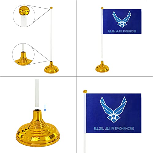 USA Air Force Desk Flag - Mini American Military Table Flag with Stand