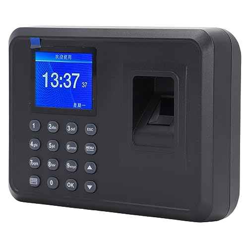 Fingerprint Time Attendance Machine, Multilingual Voice Reminder Fingerprint Password Attendance Machine Employee Time Clock for Offices, Factories and More (US Plug)