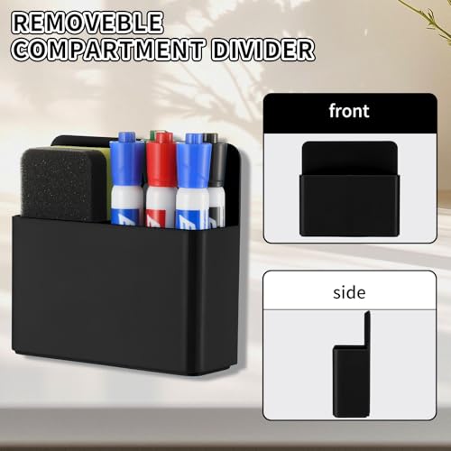 Camelmother 2-Pack Magnetic Dry Erase Marker Holders for Whiteboards & Fridge - Black