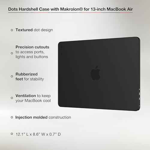 Incase Dots Hardshell with Makrolon¢ç - MacBook Air 13 inch Case - 2025, 2024, 2023, 2022, M4, M3, M2 - MacBook Case, Laptop Cover, Protective Hard Shell, Scratch Resistant, Lightweight - Black