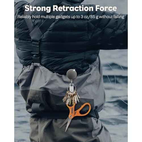 Uniclife 2 Pack Heavy Duty Metal Retractable Badge Reel for Badge Holder Retractable Keychain All Metal Casing with Stainless Steel Spring Coil 23.6 Inch Nylon Rope Belt Clip and Key Ring