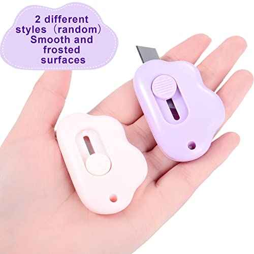 Zonon 6 Pieces Mini Cloud Letter Opener Retractable, Small Cute Box Cutter Keychain, Tiny Utility Retractable Knives Letter Opener for Envelope Package Carton Portable Key Chain Hole Slitter School